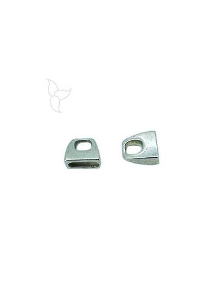 Embout simple cuir plat 10mm plaque argent