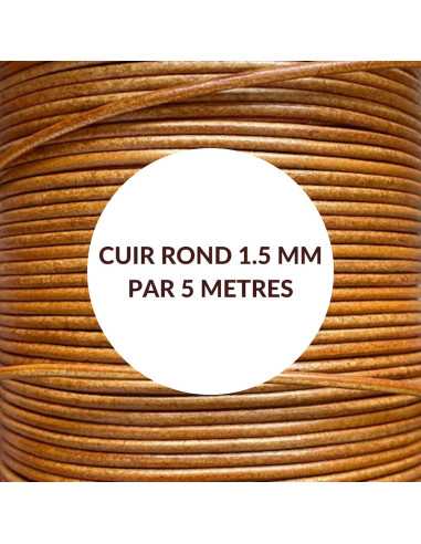 Cuir rond 1,5mm couleur au choix par 5 mètres