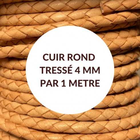 Cuir rond tressé 4 mm