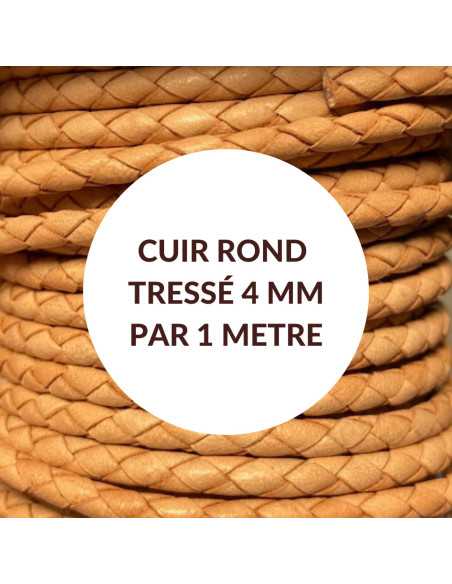 Cuir rond tressé 4 mm