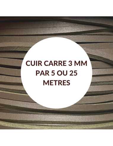 Cuir section carré 3mm vendu par 5 ou 25 mètres