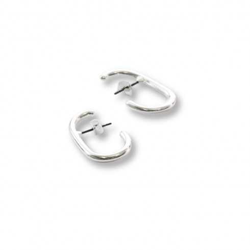 Boucles d'oreilles ovales 28 x 15 mm plaqué argent 10 microns vendu par 4 pc