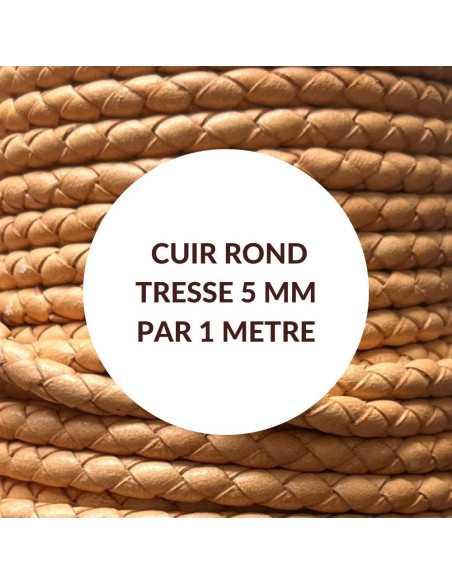 Cuir rond tressé 5 mm