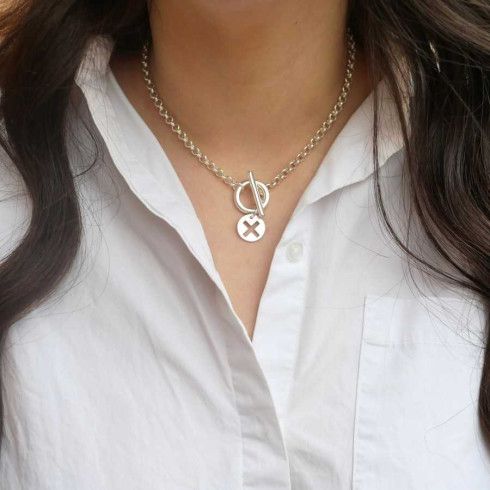 Collier toggle moyen coeur ajourée